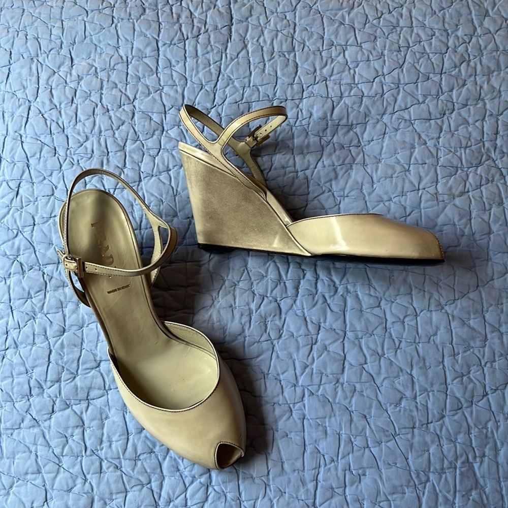 Prada peep toe wedges